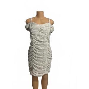 (New) Ruched Off-Shoulder Mini Dress‎ with Spaghetti Straps